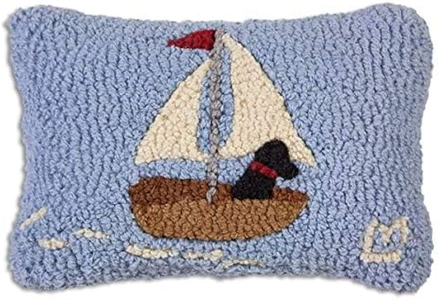 Chandler 4 Corners Artist-Designed Black Lab Sailing Hand-Hooked Wool Decorative Petite Throw Pil... | Amazon (US)