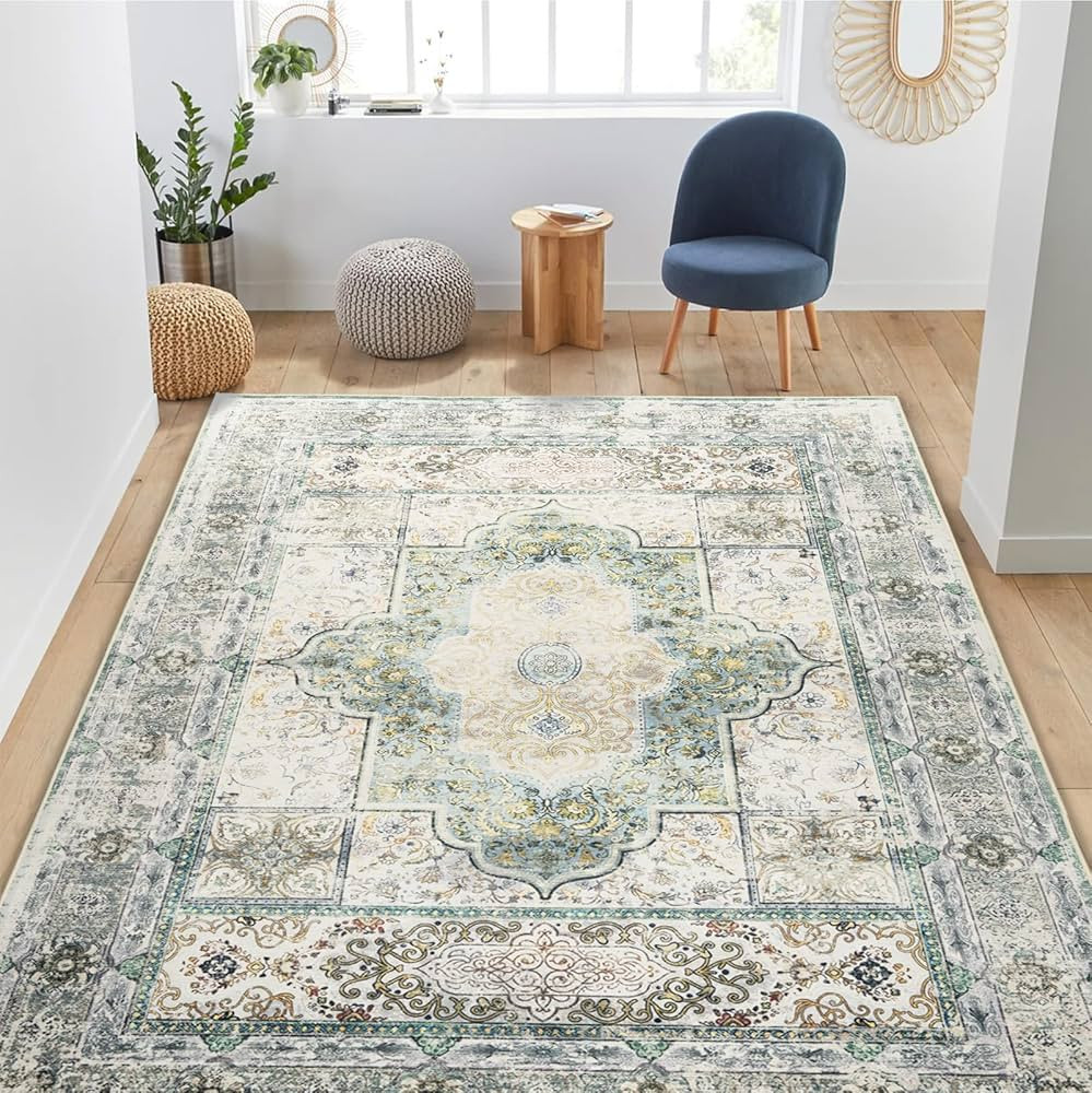 BESTSWEETIE 5x7 Area Rugs for Living Room Area Rug 5x7 Living Room Washable Rugs 5x7 Vintage Rug ... | Amazon (US)