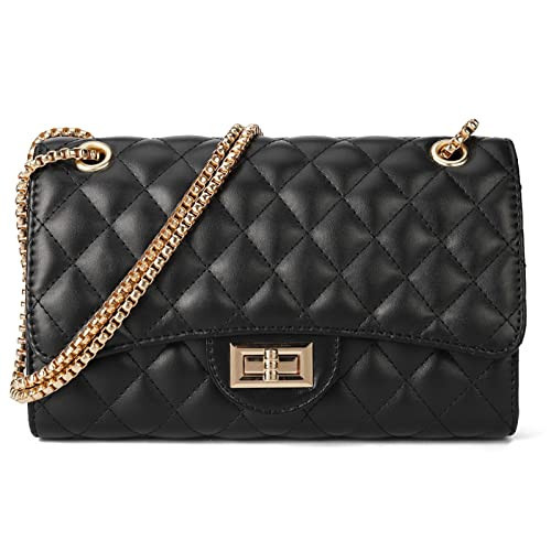 Gladdon Quilted Crossbody Purse for Women Trendy Ladies Shoulder Bag with Chain Designer Purses Black I | Amazon (US)