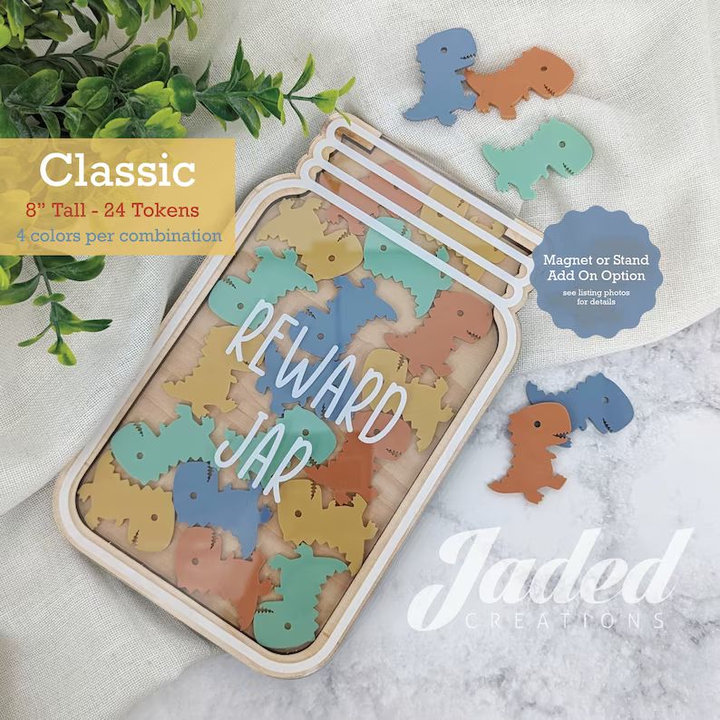 Custom Reward Jar With Tokens Classroom Teacher Star Jar Chore Chart Gifts for Kids Fridge Wood a... | Etsy (US)