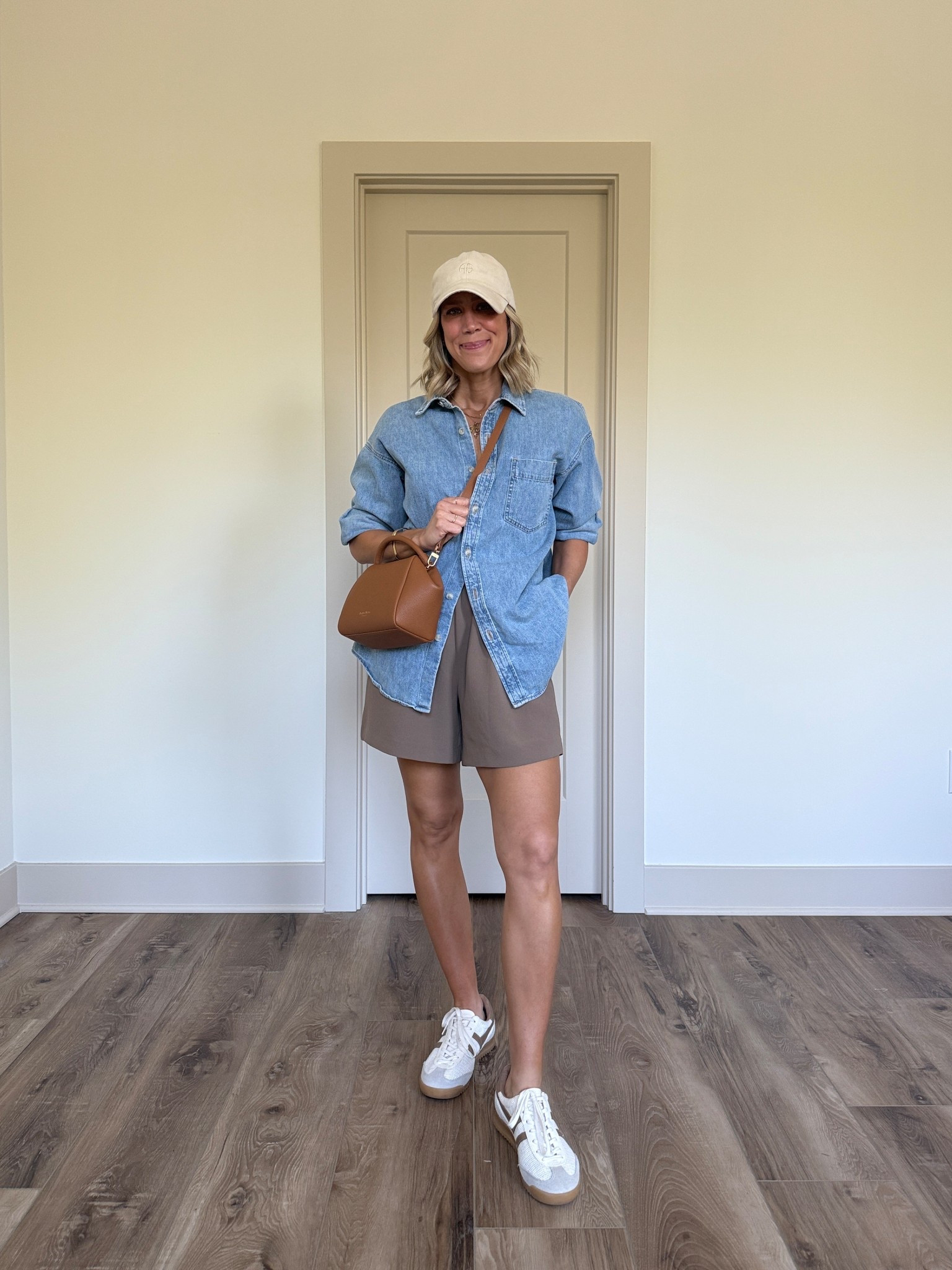 Wearing xs denim shirt (sized down, ribs big), small shorts, sneakers tts 

#LTKootd #LTKOver40 #LTKSeasonal