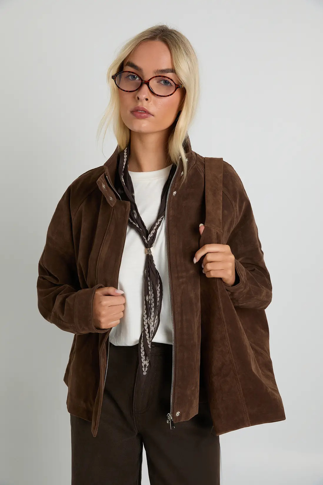 Chocolate Faux Suede Bomber Jacket | Boohoo | Boohoo.com (UK & IE)