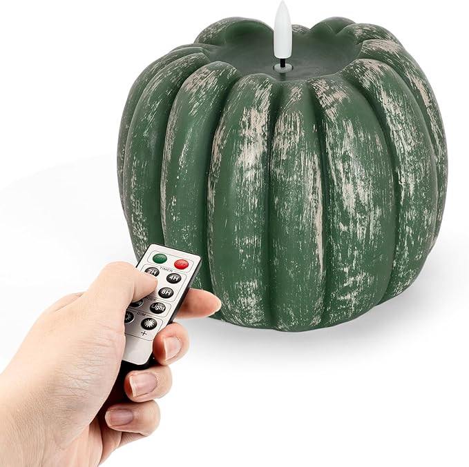 Homemory Flameless Wax Pumpkin Candle with Remote, Timer, Dimmer, LED Battery Operated Flickering... | Amazon (US)