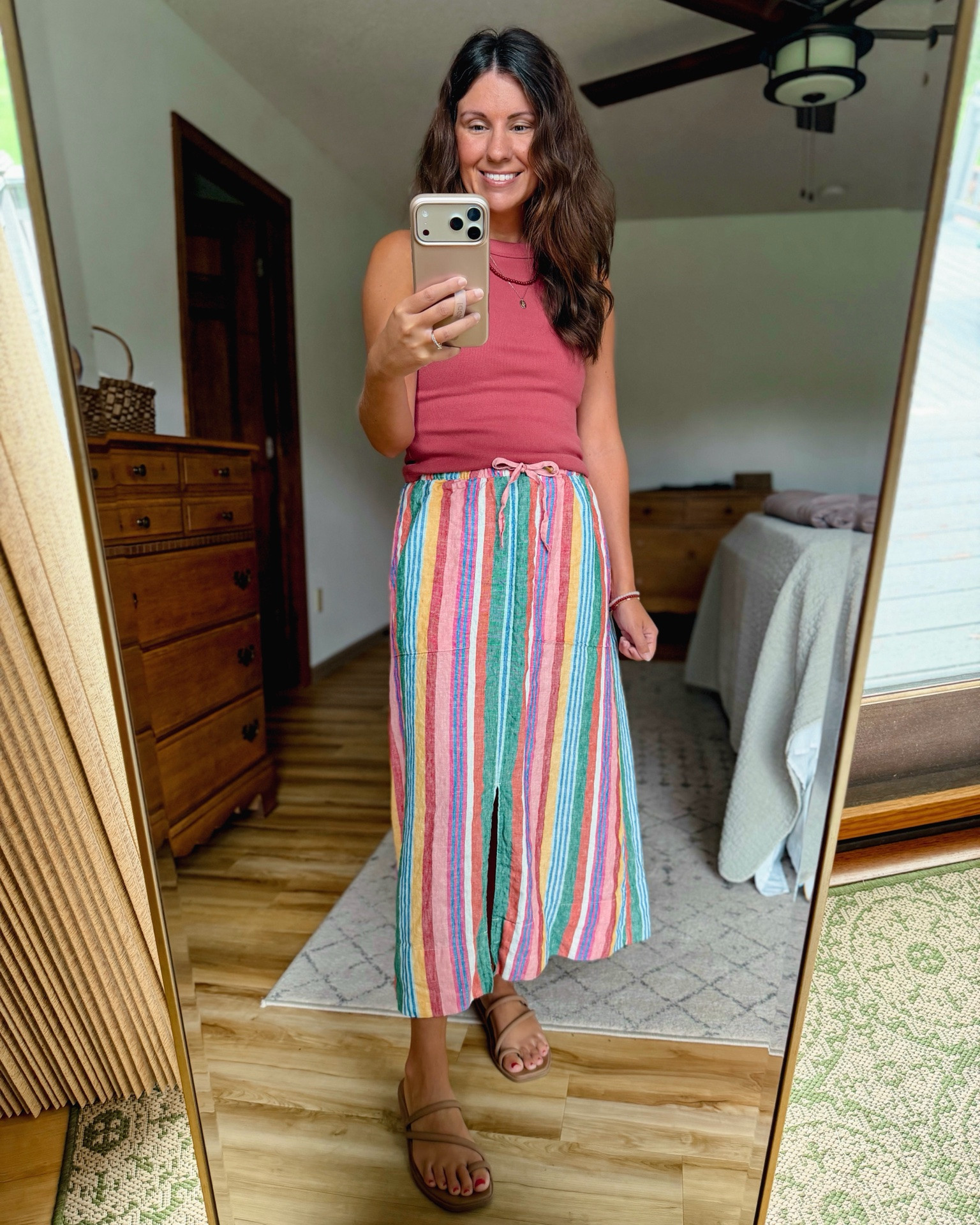 small in my bra, small in my tank (color is from last year—linked two colors that are similar this year), and 2 petite in my skirt (also linked a more affordable one!). My croc sandals are size 6!

#LTKPetite #LTKSeasonal #LTKootd