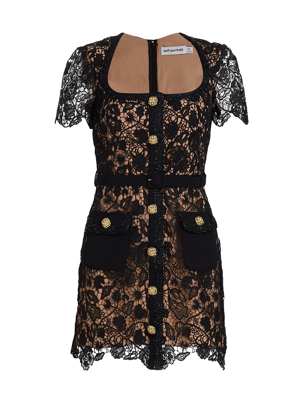 Belted Guipure Lace Minidress | Saks Fifth Avenue