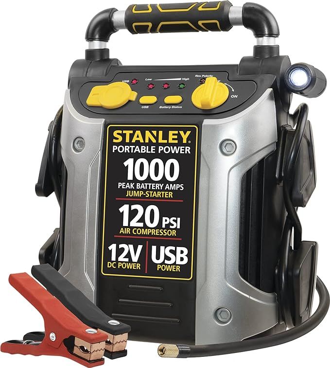 STANLEY J5C09 Portable Power Station Jump Starter: 1000 Peak/500 Instant Amps- 120 PSI Air Compre... | Amazon (US)