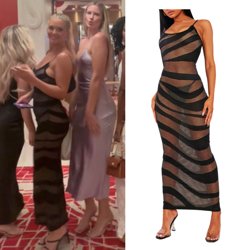 Salley Carson's Black Sheer Striped Dress 📸= @venitaaspen  

 