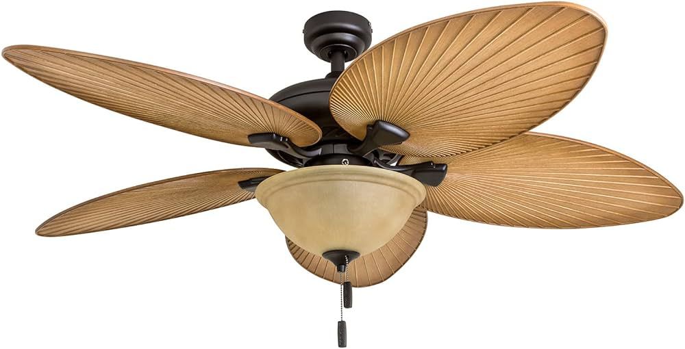 Honeywell Ceiling Fans Palm Valley, 52 Inch Tropical Indoor Outdoor Ceiling Fan with Light, Pull ... | Amazon (US)