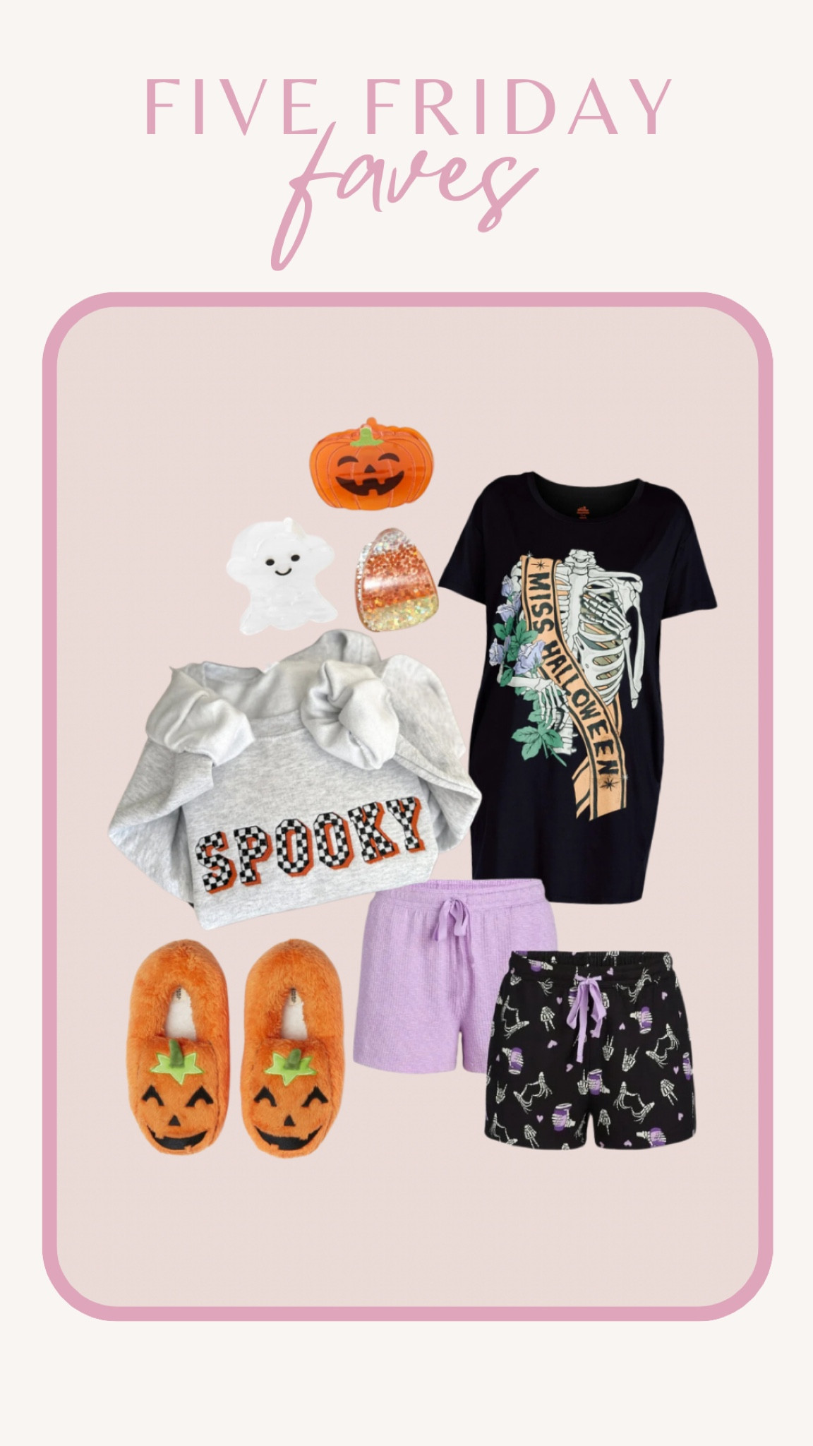 Five Friday faves: fave halloween purchases so far!
Miss Halloween sleep dress
Spooky checker print sweatshirt
Jack-o’-lantern slippers
Skeleton sleep shorts 
Halloween hair clips

#walmarthalloween #halloweenfinds #halloweenfashion
**everything fits tts for me! I got a large in the spooky checker print sweatshirt to wear with leggings!

#LTKFindsUnder50 #LTKSeasonal