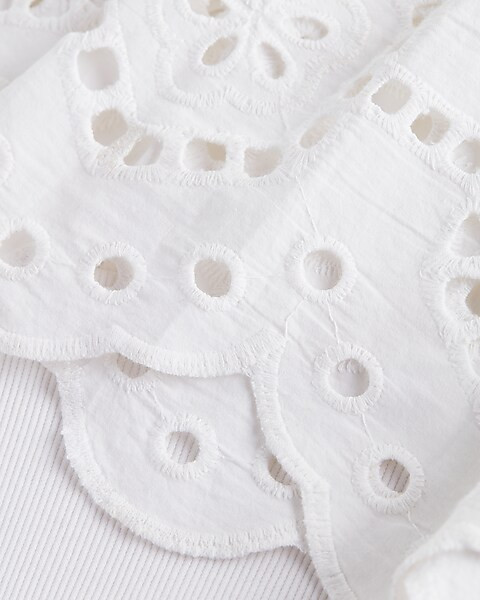 Tie Shoulder Tiered Eyelet Hem Maxi Dress | Express