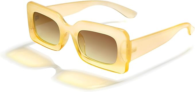 SOJOS Retro 90s Nude Rectangle Sunglasses Womens Mens Trendy Chunky Glasses | Amazon (US)