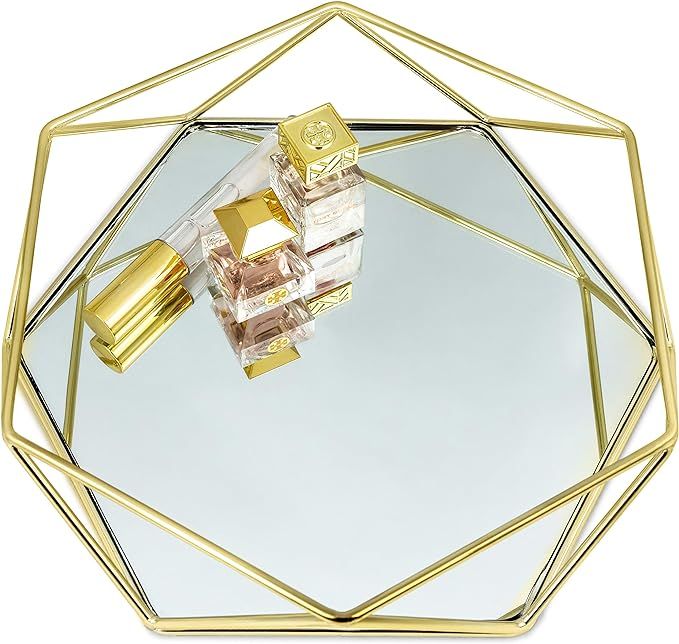 Gold Mirror Tray | Gold Tray Decorative Tray | Perfume Tray for Dresser | Mirror Tray for Perfume... | Amazon (US)