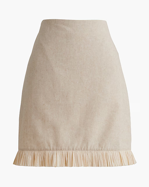 Straw-trim linen-blend skirt | J.Crew Factory