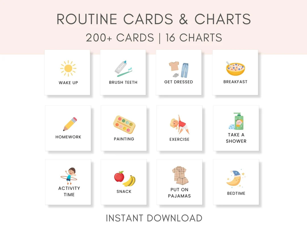 Kids Daily Routine Cards, Routine Chart for Kids, Morning Routine, Bedtime Routine, Kids Daily Sc... | Etsy (US)
