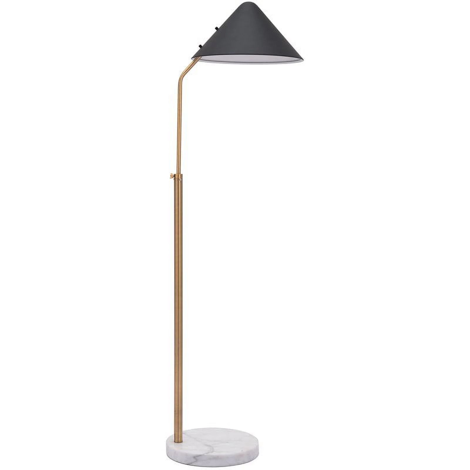 Maklaine Wood 55.5''H x 19.3''W x 16.5''D Marble Floor Lamp in Black | Walmart (US)