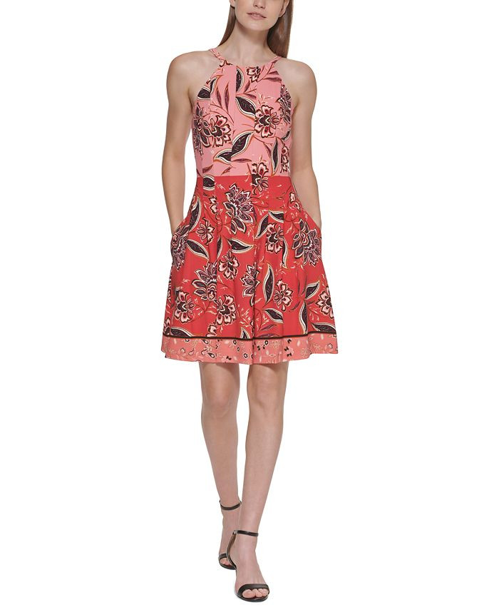 Vince Camuto Mixed-Print Darted Dress & Reviews - Dresses - Women - Macy's | Macys (US)