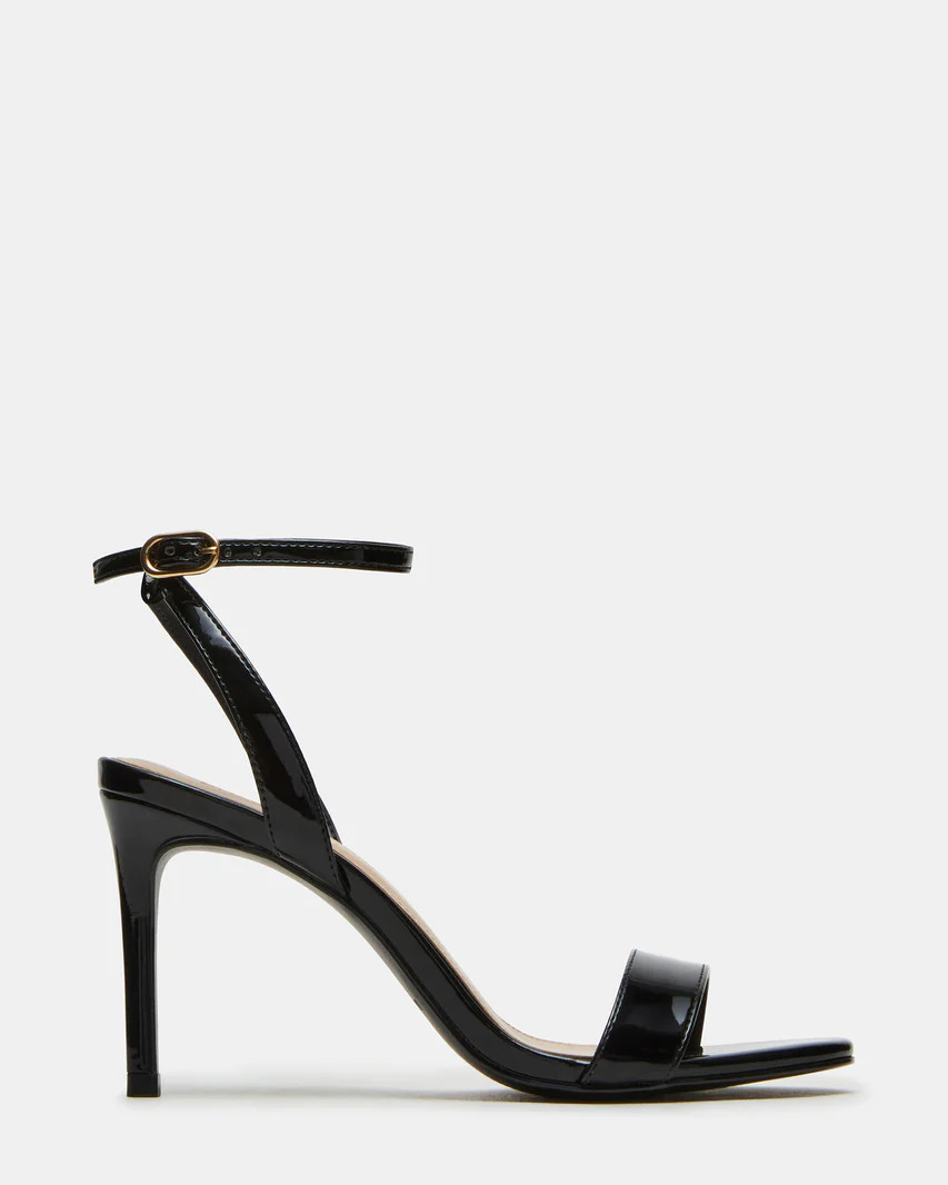 SUZIE Black Patent Women's Open Toe Stiletto Strappy Heel | Steve Madden (US)