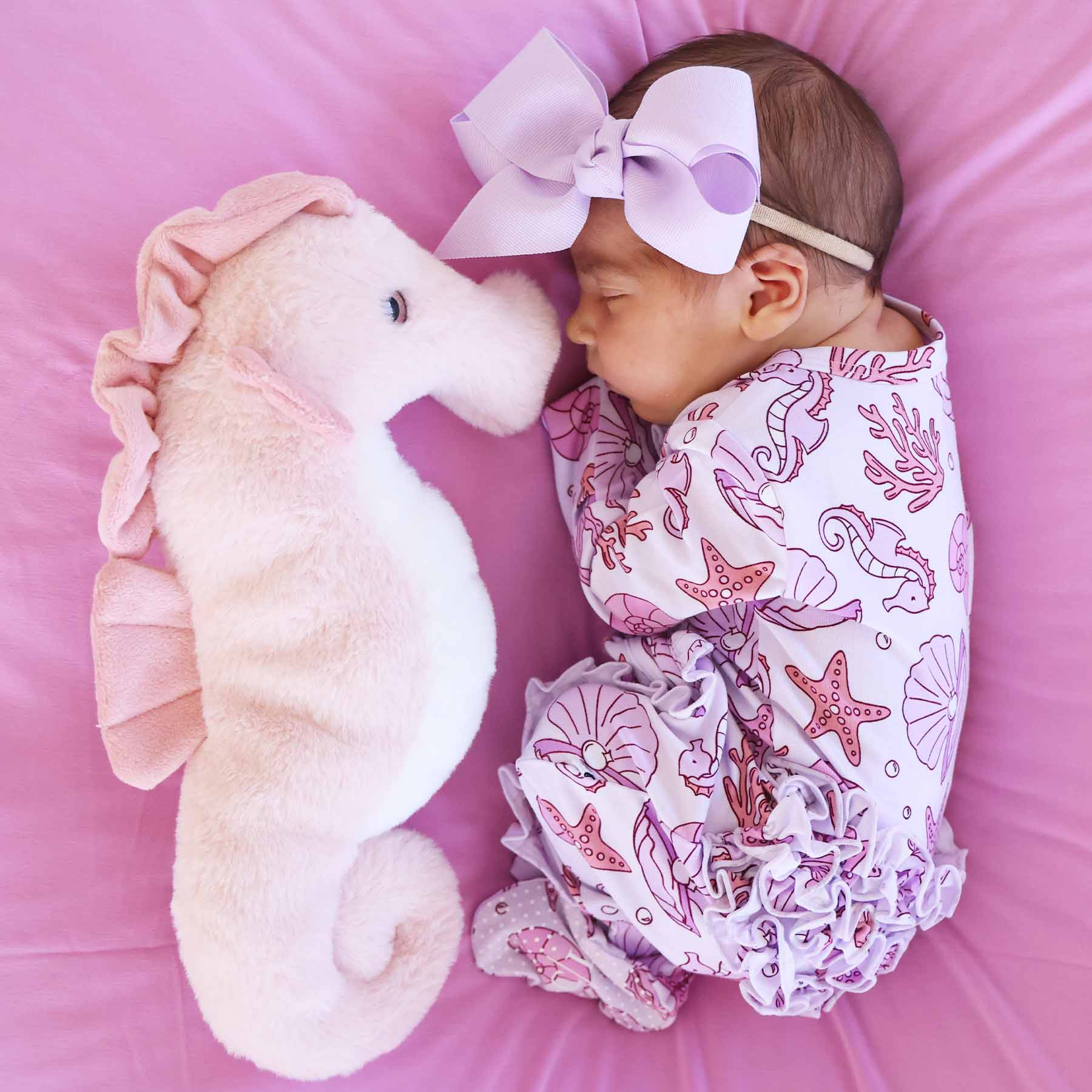 Tiny Tides Ruffle Zipper Footie | Pink | Caden Lane