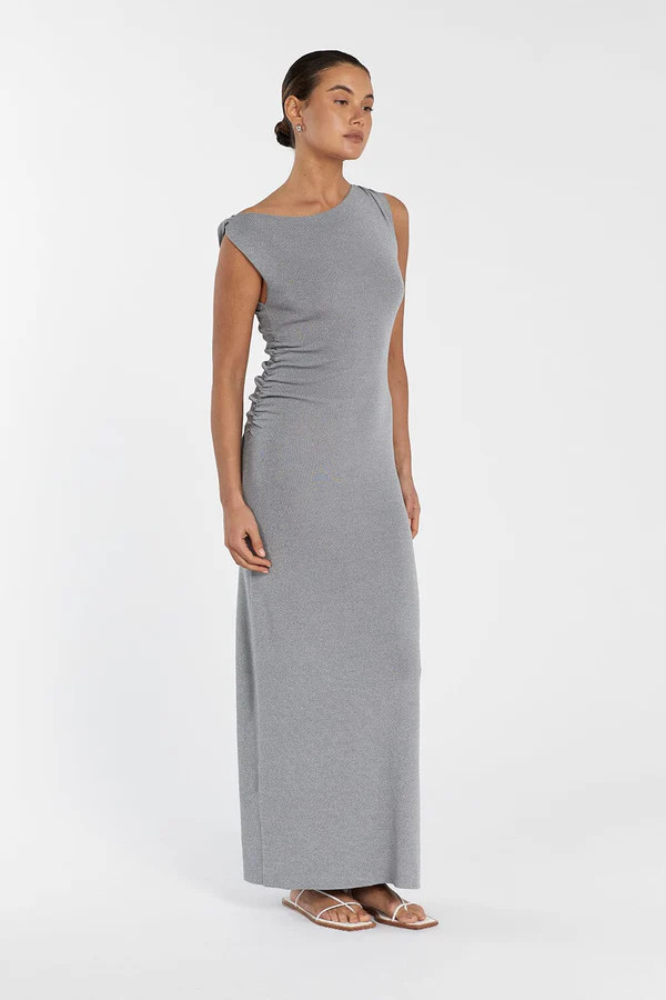 POPPY SILVER MARLE ASYM MIDI DRESS | DISSH