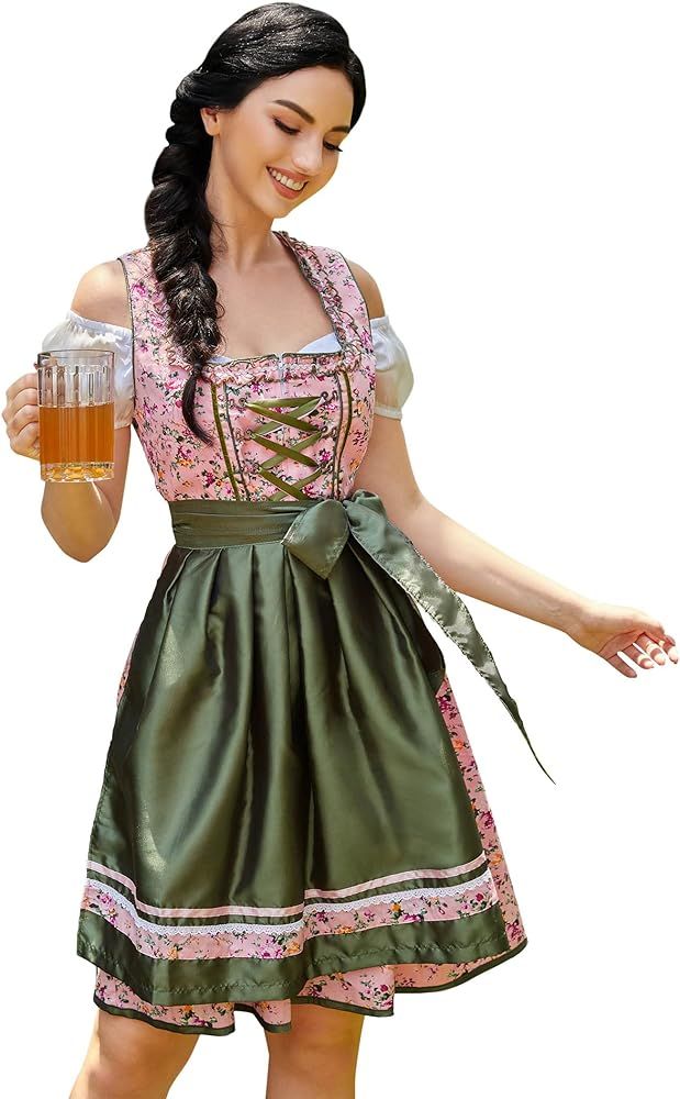 Amazon.com: Clearlove Women German Dirndl Dress Costumes for Bavarian Oktoberfest Halloween Carni... | Amazon (US)
