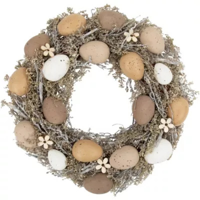 Northlight 12" Natural Earth Speckled Egg Easter Twig Wreath | Belk