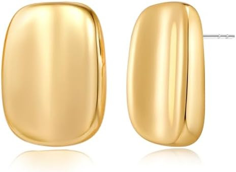 MUYAN Chunky Thick Earrings for Women,Gold Silver Polished Earrings Lightweight Everyday Jewelry | Amazon (US)