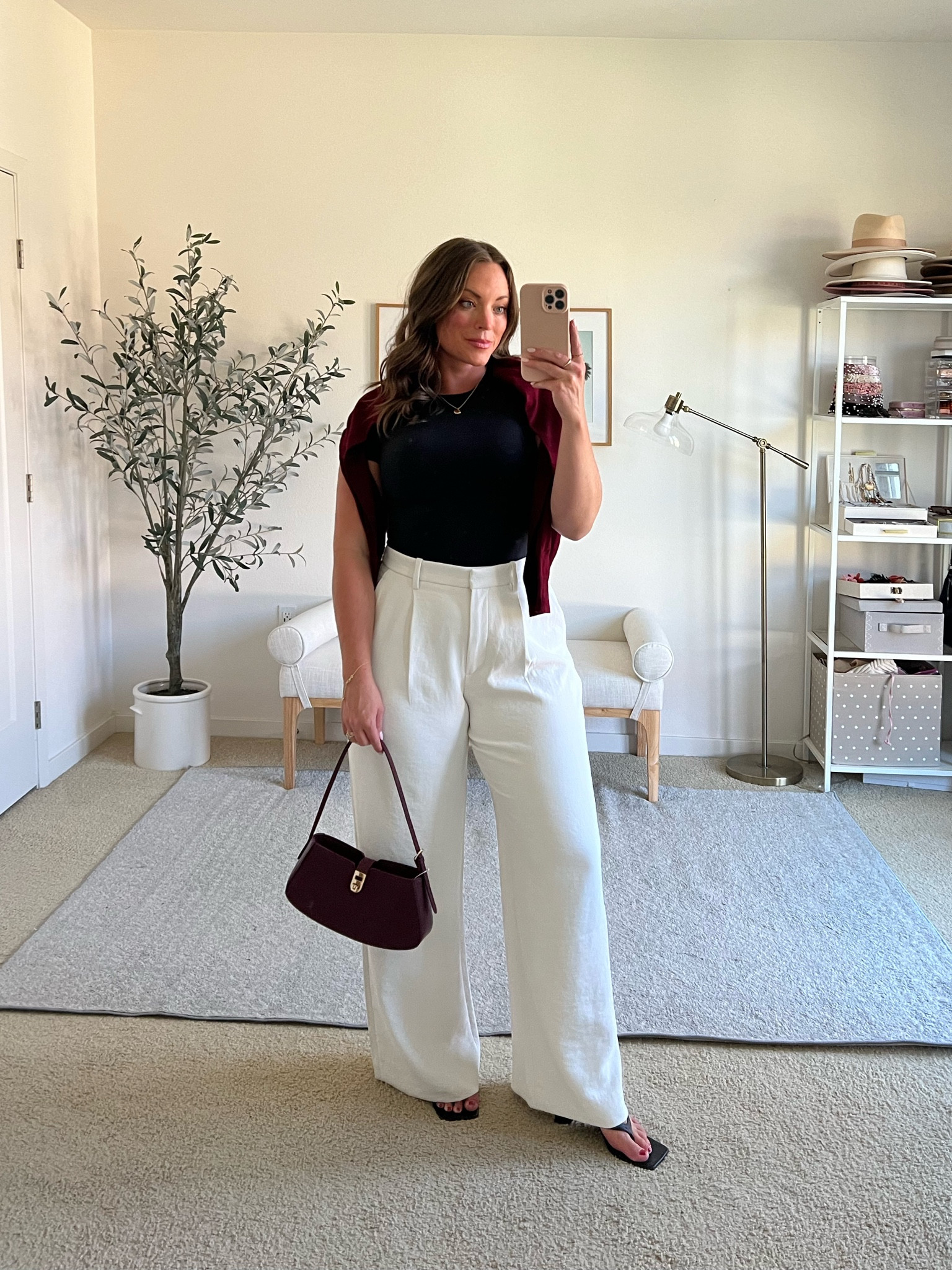 The pops of burgundy, super on trend and I’m in love ♥️

Tee & cardigan, m
Trousers I  sized up 
Shoes tts 

#LTKSeasonal #LTKMidsize