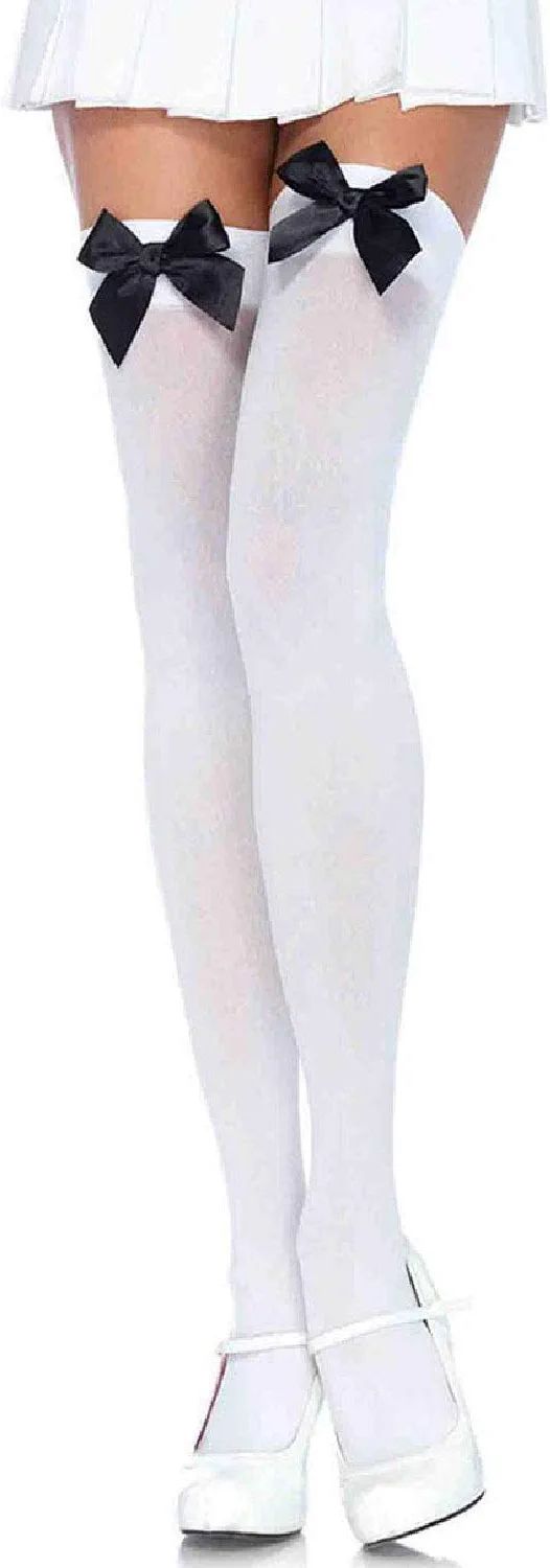 Leg Avenue Women's Satin Bow Accent Thigh Highs | Amazon (US)
