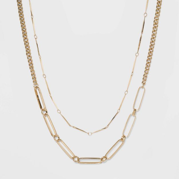 Two Row Layered Necklace - A New Day&#8482; Gold | Target