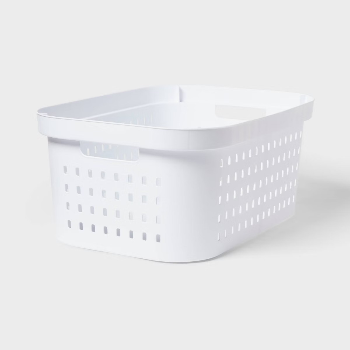 1.5bu Rectangle Modern Laundry Basket - Brightroom™: White Plastic Clothes Basket with Built-In... | Target