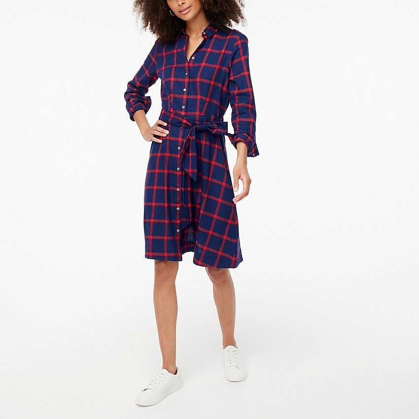 Tie-waist flannel shirtdress | J.Crew Factory