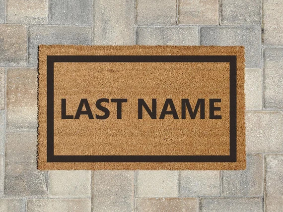 Custom Doormat with Border - Add your last name, multiple lines, add text, large doormat, extra l... | Etsy (US)