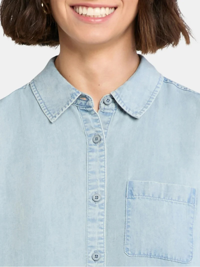 Time and Tru Women's Sleeveless Button Down Shirt, Sizes XS-XXXL | Walmart (US)