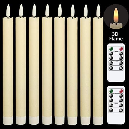 GenSwin Flameless Flickering Taper Candles with 2 Remote Controls and Timer, Real Wax 3D Wick Light  | Amazon (US)