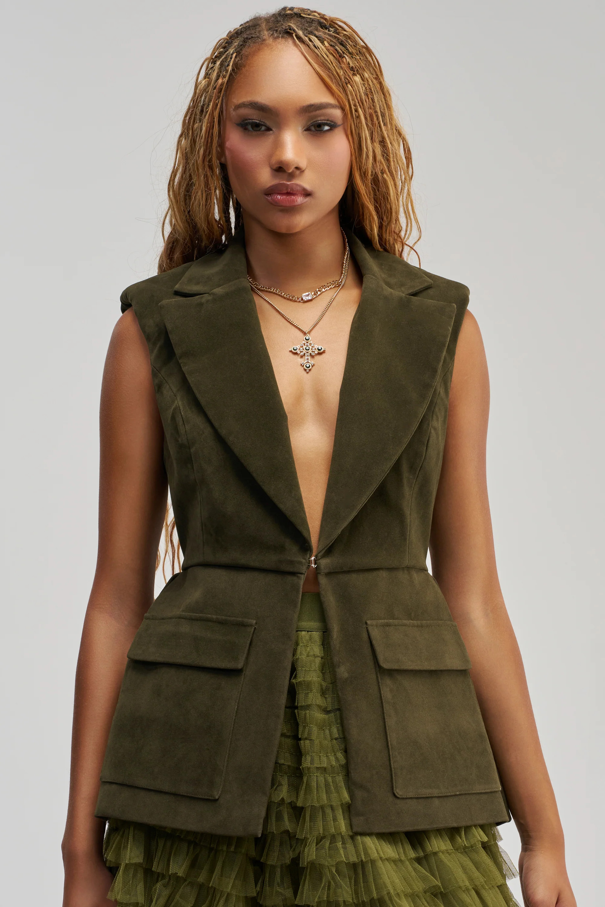 Suede Blazer Vest, Fitted and Padded | AKIRA | AKIRA
