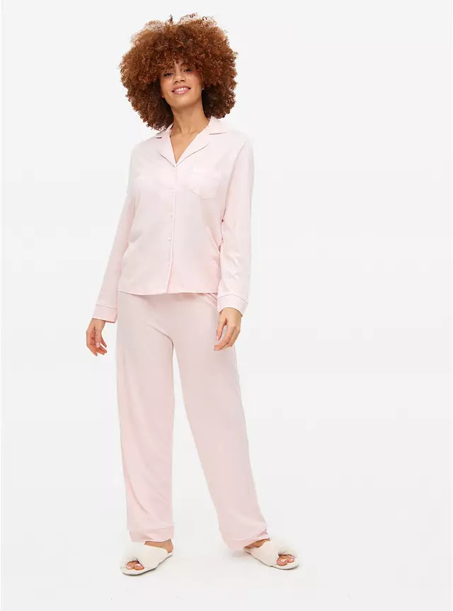 Buy Pink Modal Blend Traditional Pyjamas M | Pyjamas | Tu | Tu Clothing