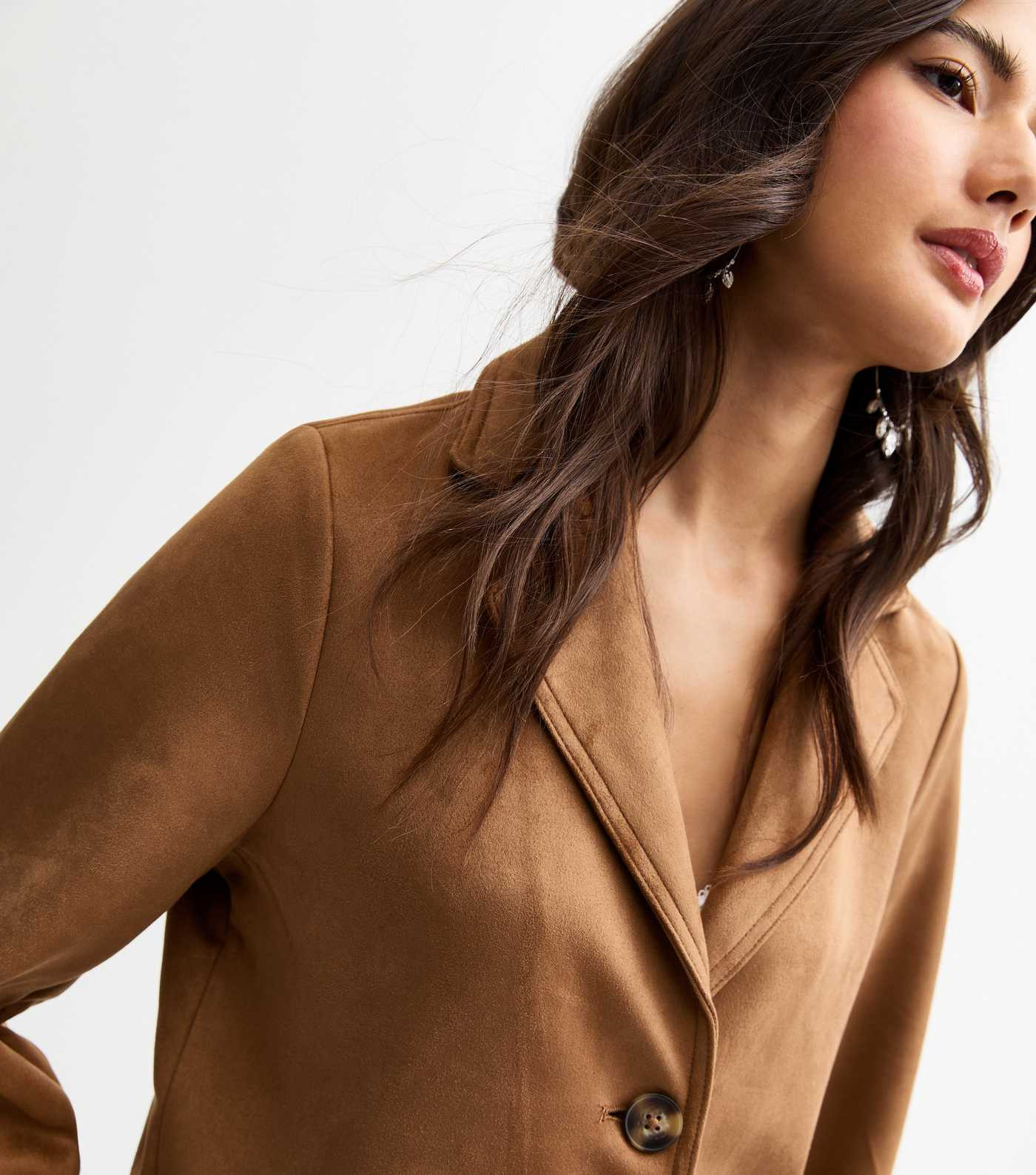 Tan Faux Suede Button Up Jacket | New Look | New Look (UK)