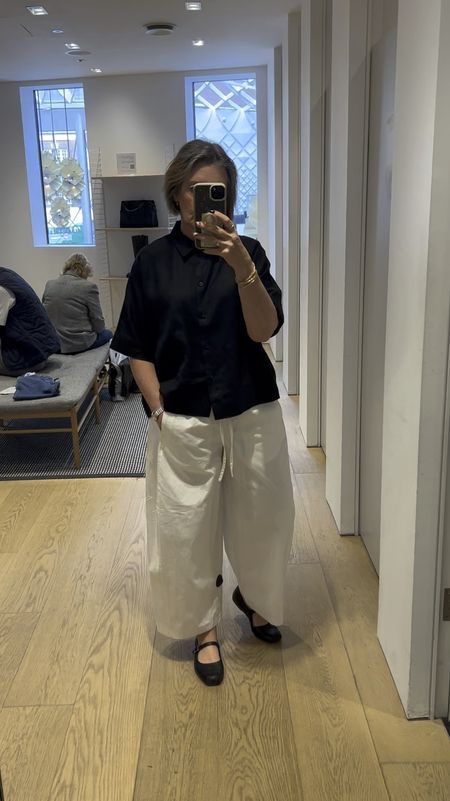 @cosstores I’m ready for spring now 🤍🖤
A little try on last week lead to me bring these home with me. The shirt is a perfect length for when you don’t want to tuck in and the linen is 👌🏽. The trousers are the perfect off white barrel leg with elastic waist so super comfy 🤍
I sized down in both
Shirt size 38 (10)
Trousers size 38(10)

Summer outfits 
Neutrals
Basics 


#LTKmidsize #LTKSeasonal #LTKover40