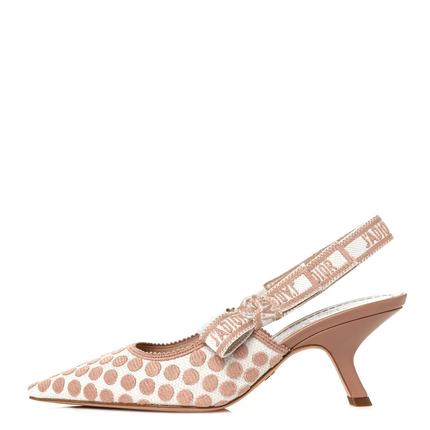 CHRISTIAN DIOR Fabric Embroidered J'adior Dot Slingback Pumps 36 Rose De Ven | FASHIONPHILE (US)