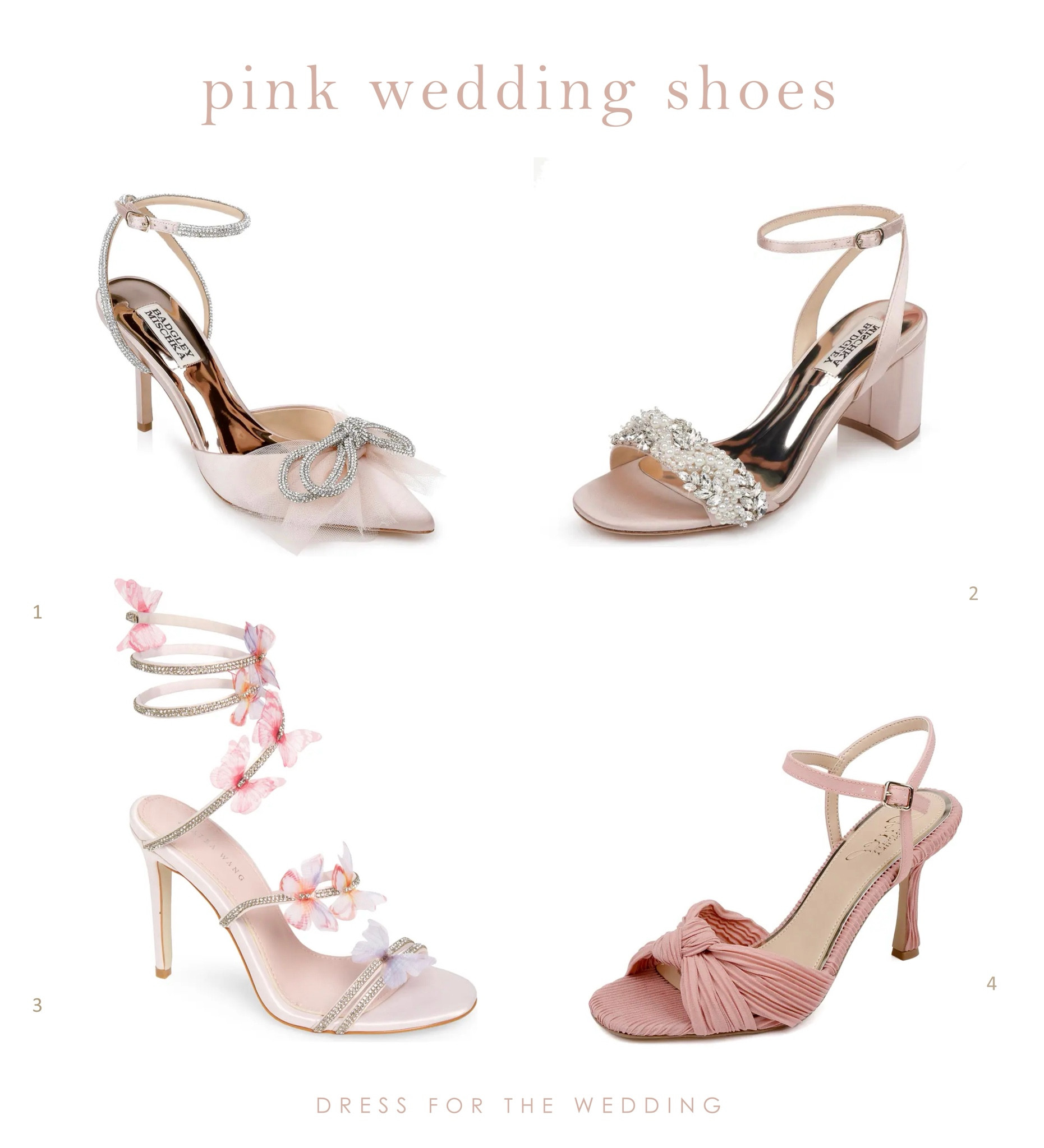 bridesmaid shoes for blush dress Mariee Light Pink Wedding Shoes with Bows and Crystals main image 0