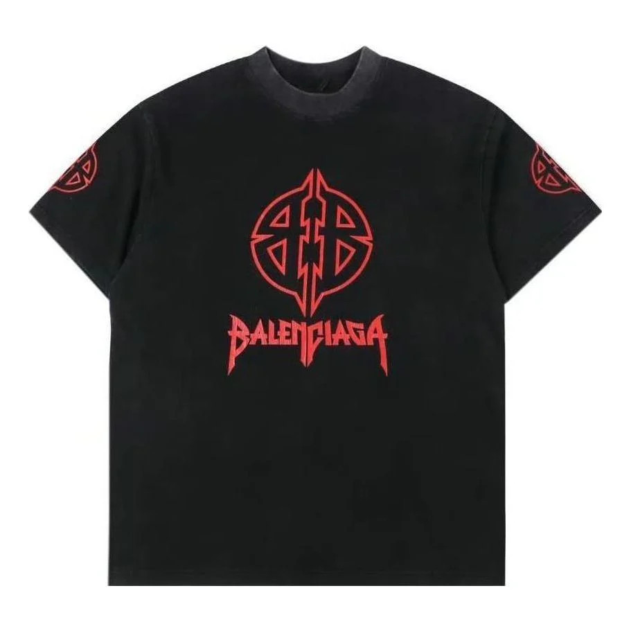 Balenciaga Metal BB Stencil T-shirt 'Black Red' 764235TPVI21568 | KICKS CREW