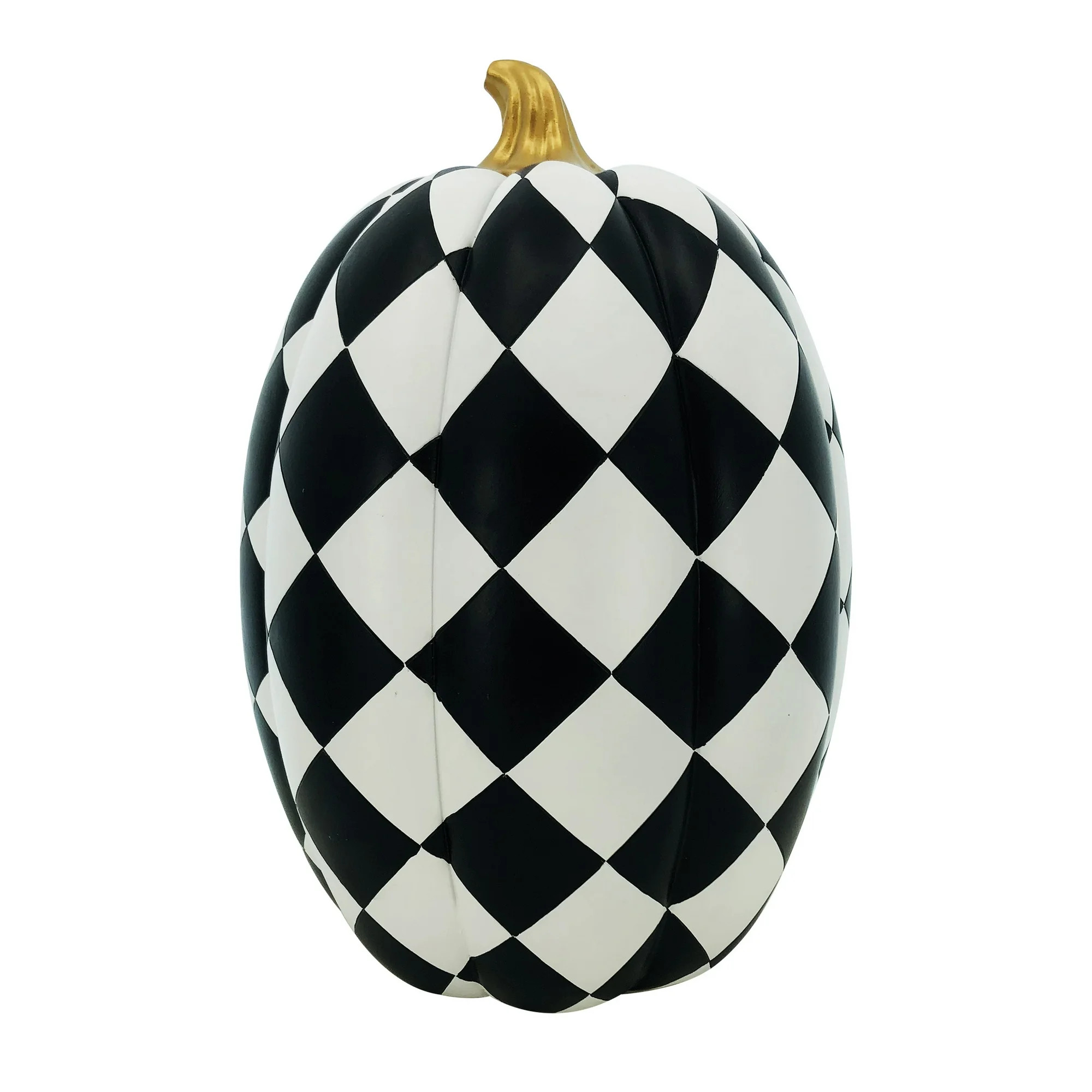 9.5" x 9.5" x 14" Resin Black and White Harlequin Pumpkin, by Halloween Decoration, Way to Celebr... | Walmart (US)