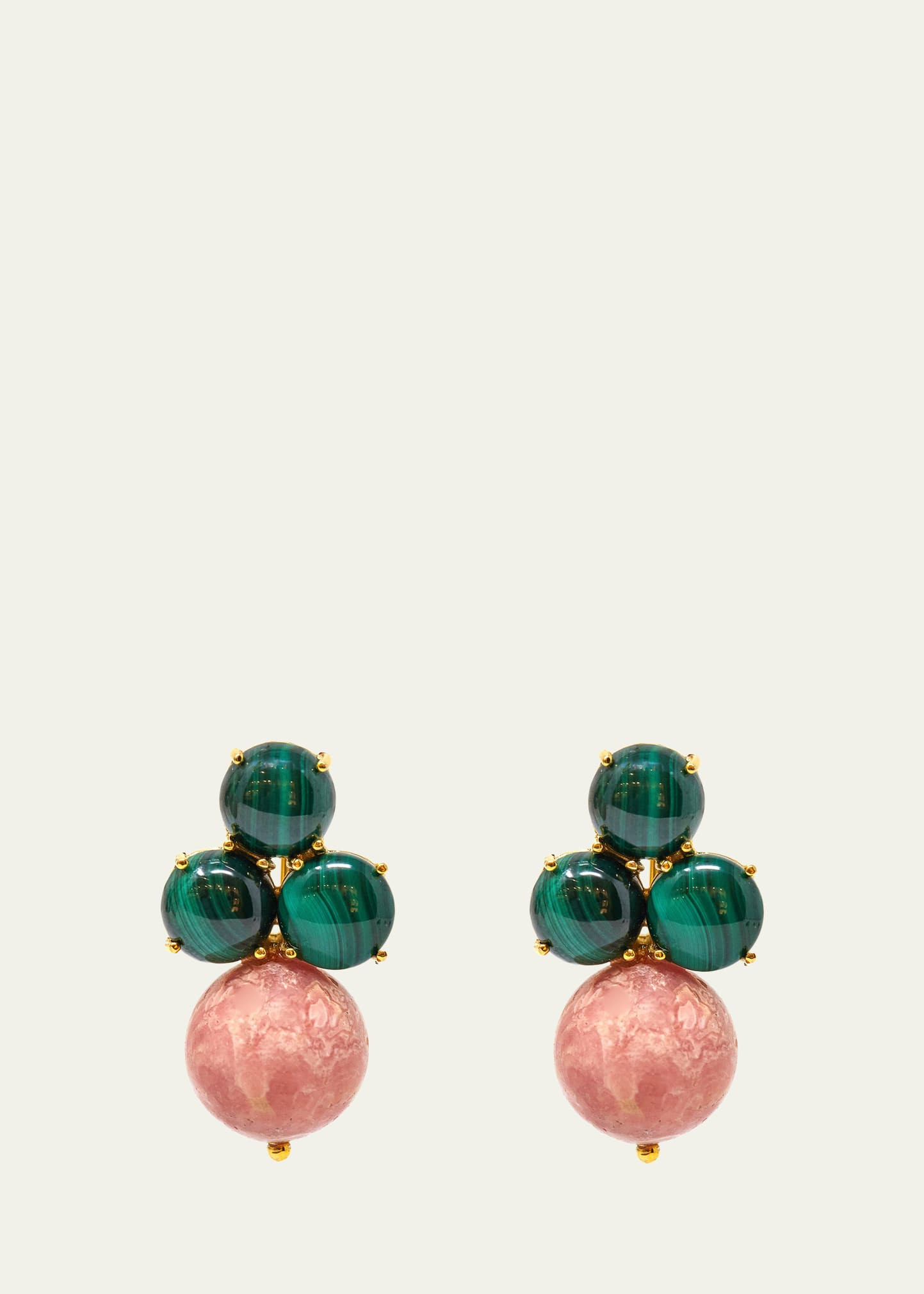 Grazia And Marica Vozza Tris and Boule Earrings with Malachite and Rhodochrosite | Bergdorf Goodman