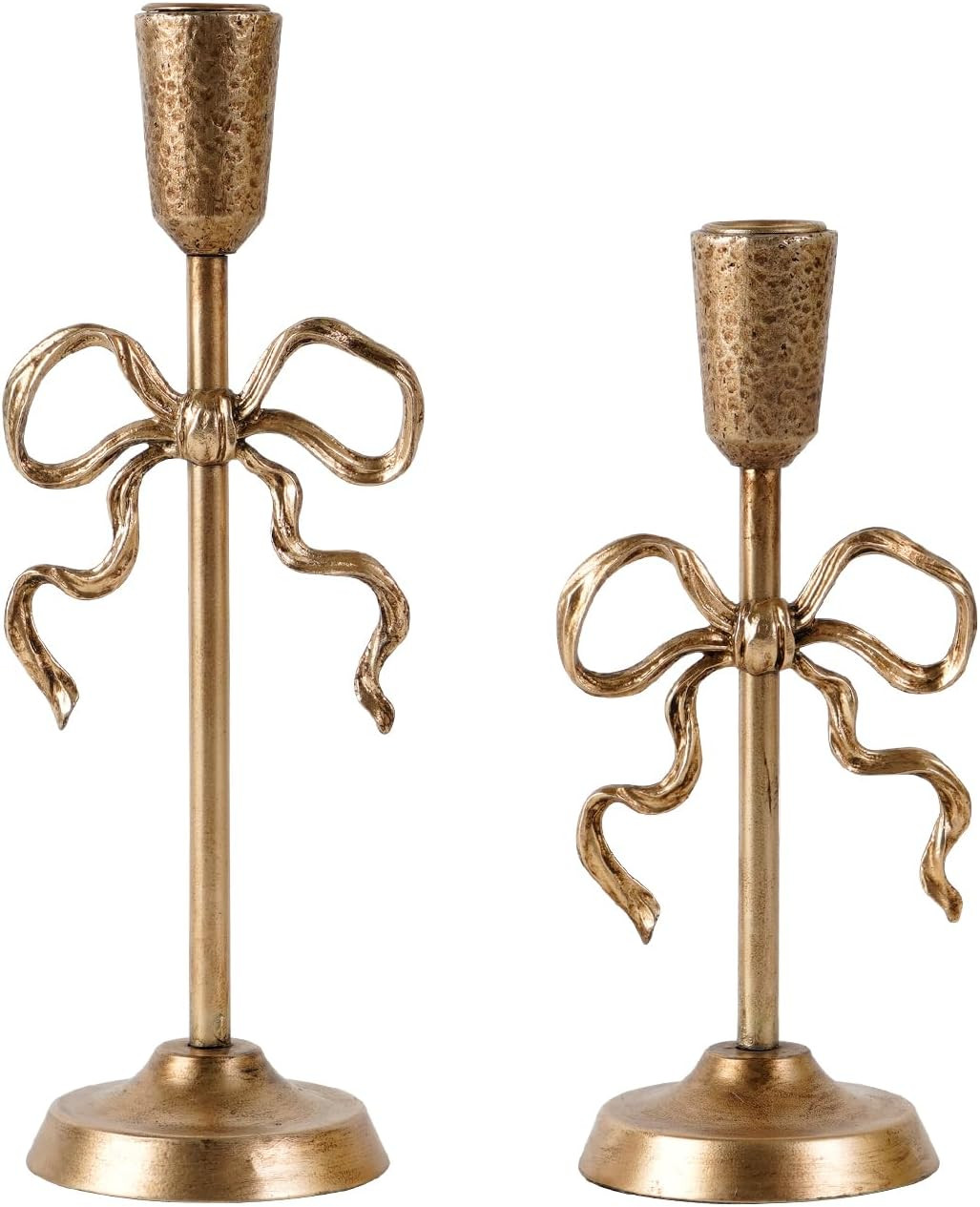 NIKKY HOME Gold Bow Iron Taper Candle Holders Set of 2, Vintage Decorative Tall Candlesticks Cent... | Amazon (US)