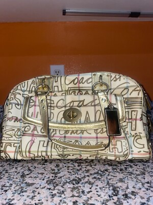 Coach Leatherware Bag Chelsea Gold Tattersall Graffiti Purse Tote Dust Cover PIC | eBay US