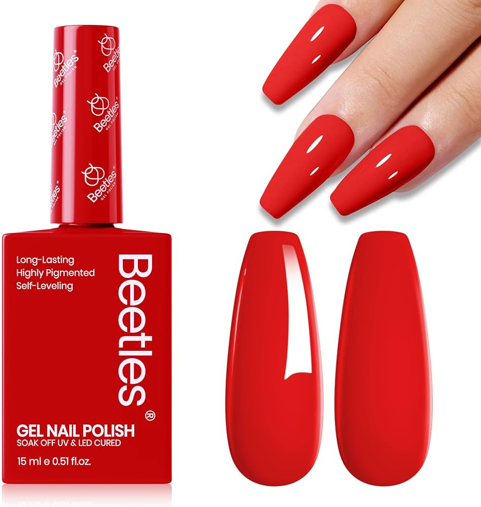Beetles Red Gel Polish, Daring Grace, 15ML Bright Red Gel Nail Polish | Amazon (US)