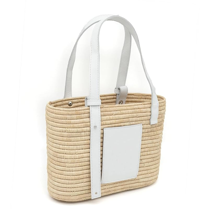 Luxury Raffia Tote Bag with Leather Handles – Handcrafted Elegance for Everyday Style, Women's ... | Amazon (US)
