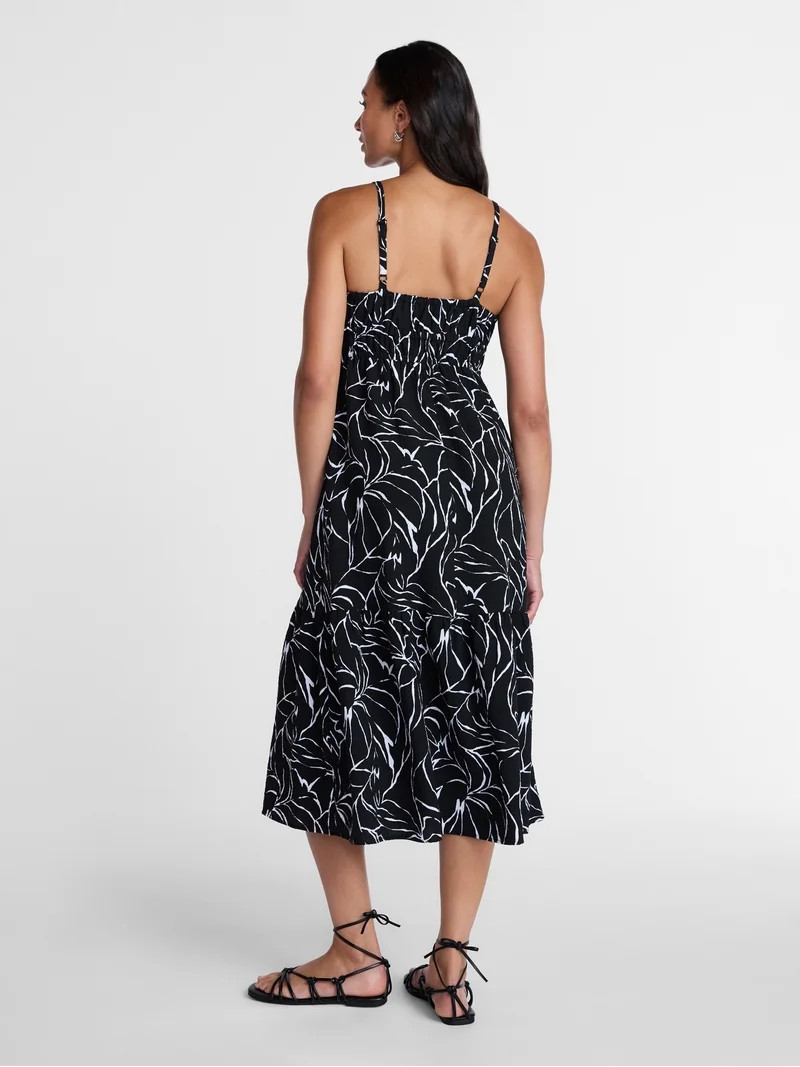 Time and Tru Women's Tie Front Sleeveless Midi Dress, Sizes XS-XXXL | Walmart (US)