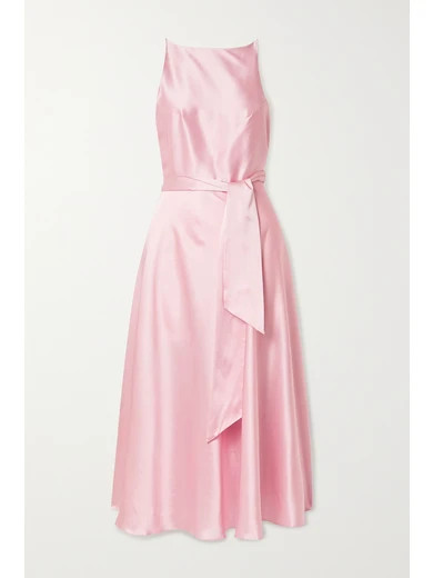 HARMUR - The Audrey Silk-satin Wrap Dress - Pastel pink | NET-A-PORTER (US)