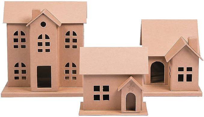 DIY Cardboard House Assortment, Set of 3 - Christmas, Halloween and Craft Kits | Amazon (US)